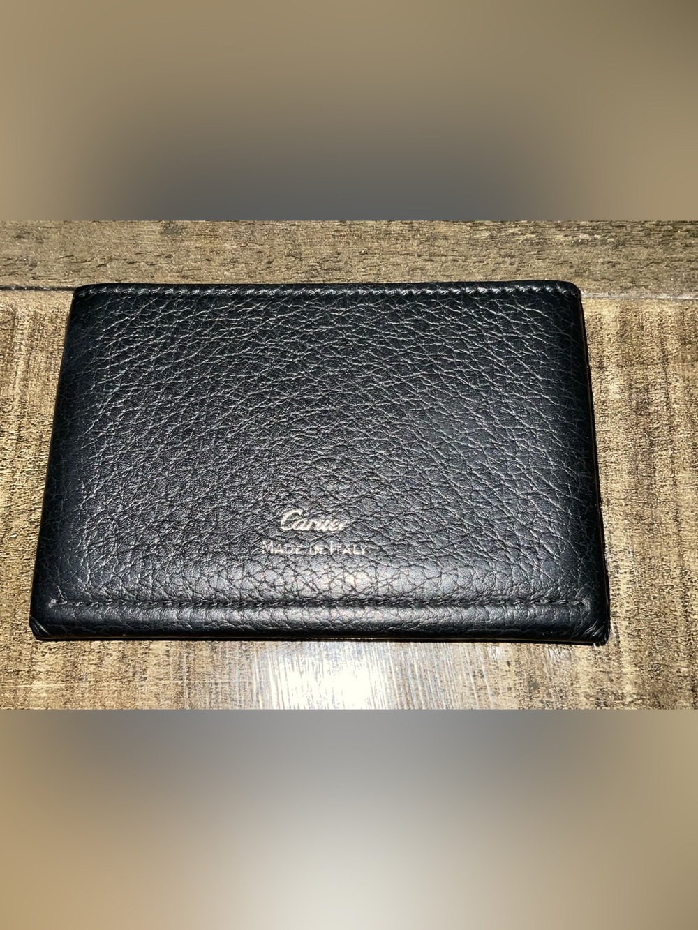 Black Leather Fold-Over Wallet